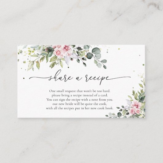 Carte de demande de recette de verdure rose tendre (Devant)