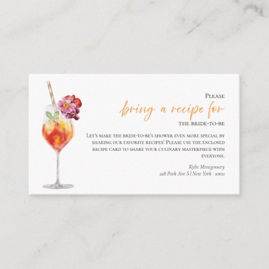 Carte de demande de recette pour la première douch (Devant)