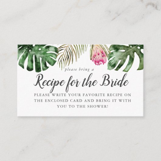 Carte de demande de recette pour une douche tropic (Devant)