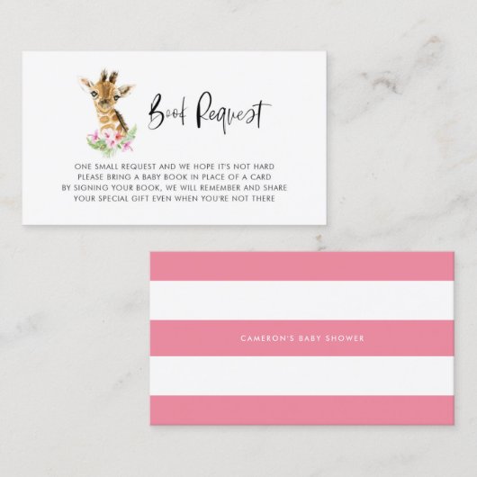 Carte de demande de réservation d'aquarelle bébé G (Devant / Derrière)