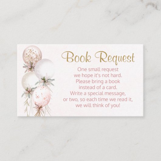 Carte de demande de réservation de ballons pour fi (Devant)