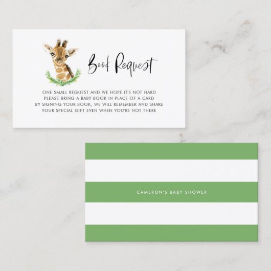 Carte de demande de réservation de l'aquarelle béb (Devant / Derrière)