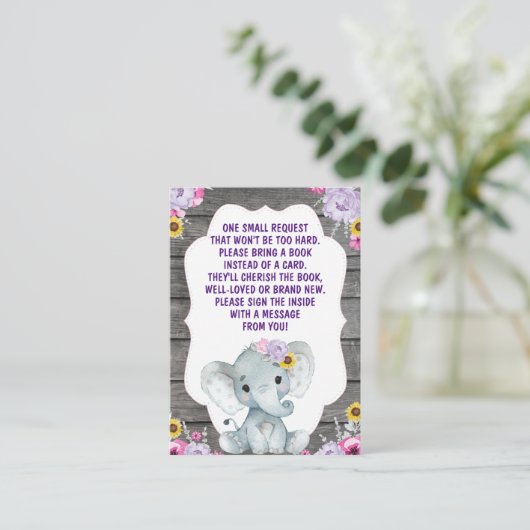 Carte de demande de réservation Fille Eléphant ros (Debout devant)