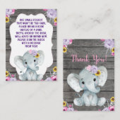 Carte de demande de réservation Fille Eléphant ros (Devant / Derrière)