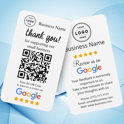Carte de demande de révision Google avec code QR