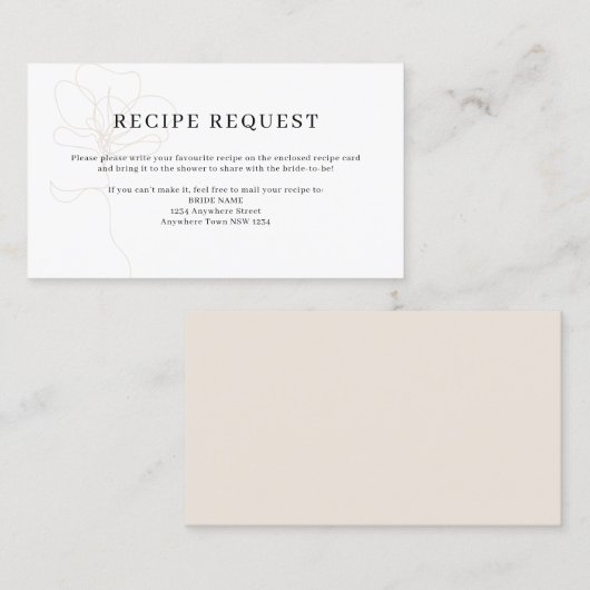 Carte de demande de Rose illustrée (Devant / Derrière)