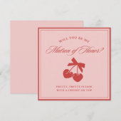 Carte de demande de témoin de mariage chic rose à  (Devant / Derrière)