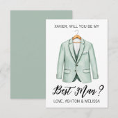 Carte de demande de témoin de mariage, costume ble (Devant / Derrière)