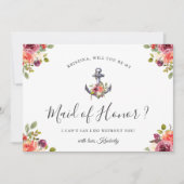 Carte de demande de témoin de mariage florale naut (Devant)