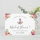 Carte de demande de témoin de mariage florale naut (Debout devant)