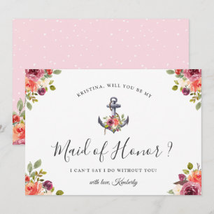 Carte de demande de témoin de mariage florale naut