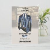 Carte de demande de témoin de mariage 'Suit Up' (Debout devant)