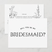 carte de demande demoiselle d'honneur (Devant / Derrière)