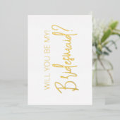 Carte de demande demoiselle d'honneur à écriture m (Debout devant)