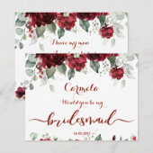 Carte de demande demoiselle d'honneur de mariage à (Devant / Derrière)