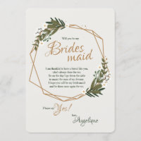 Carte de demande demoiselle d'honneur florale