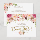 Carte de demande demoiselle d'honneur florale de p (Devant / Derrière)