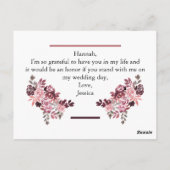 Carte de demande d'honneur Dusty Rose Bourgogne (Dos)