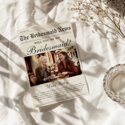 Carte de demande en demoiselle d'honneur dans un j