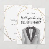 Carte de demande Geo Gold Tuxedo Groomsman (Devant / Derrière)
