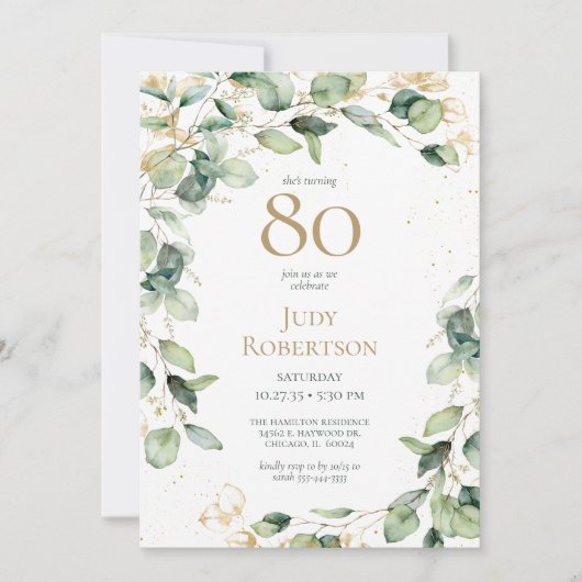Carte de demande pour 80e anniversaire avec eucaly (Devant)