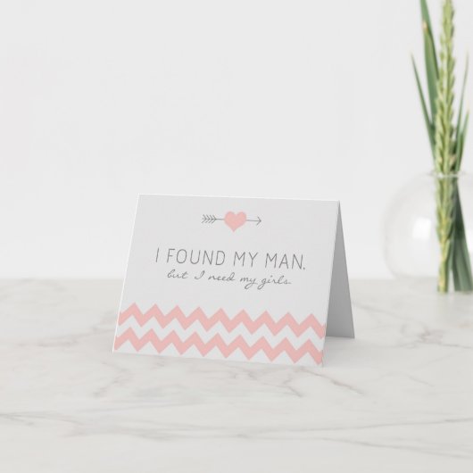 Carte de demande pour fille Chevron Gris et Rose (Devant)