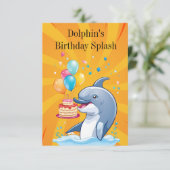 Carte de démarrage pour l'anniversaire du dauphin (Debout devant)