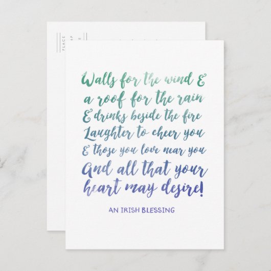 Carte de déménagement Annonce irlandaise de bénédi (Devant / Derrière)