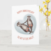 Carte de demi-anniversaire Cute Otter (Fleur jaune)