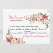 Carte de Demoiselle d'Honneur (Devant / Derrière)