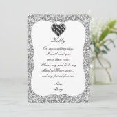 Carte de Demoiselle d'Honneur à coeur noir et pail (Debout devant)
