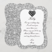 Carte de Demoiselle d'Honneur à Coeur Noir et Pail (Devant / Derrière)