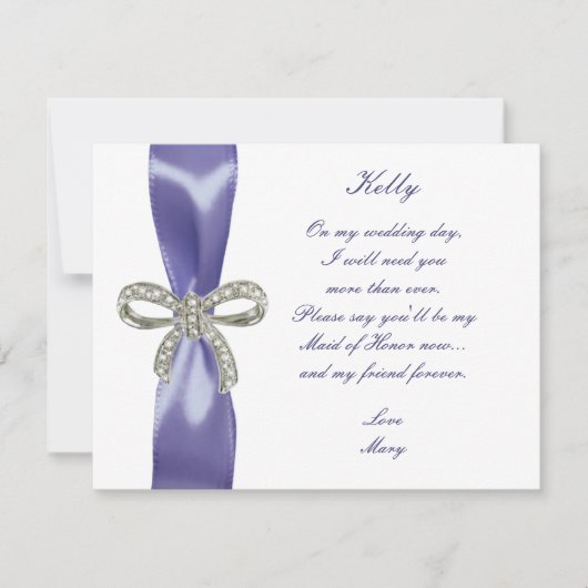 Carte de Demoiselle d'Honneur à Diamant Bleu Viole (Devant)
