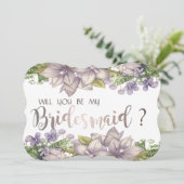 Carte de demoiselle d'honneur à fleurs aquarelle é (Debout devant)