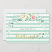 Carte de demoiselle d'honneur à fleurs aquarelles  (Devant)