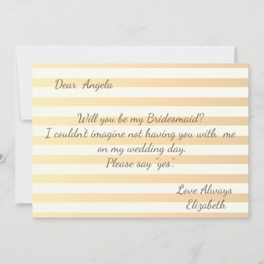 Carte de demoiselle d'honneur à fleurs rayées chic (Dos)