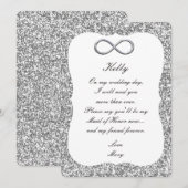 Carte de Demoiselle d'Honneur à paillettes argenté (Devant / Derrière)