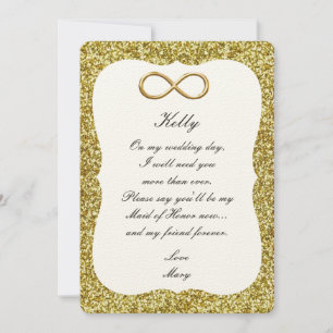 Carte de Demoiselle d'Honneur à Paillettes Dorées 