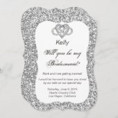 Carte de demoiselle d'honneur à paillettes en form (Devant / Derrière)