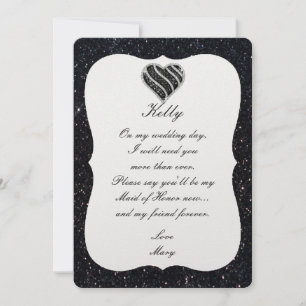 Carte de Demoiselle d'Honneur à Paillettes Noires