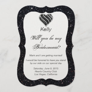 Carte de demoiselle d'honneur à paillettes noires