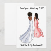 Carte de Demoiselle d'Honneur - Afro-Américaine -  (Devant / Derrière)