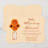 Carte de demoiselle d'honneur avec pot de fleurs d (Devant / Derrière)