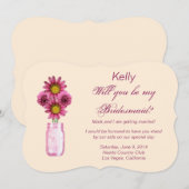 Carte de demoiselle d'honneur avec pot de fleurs r (Devant / Derrière)