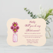 Carte de demoiselle d'honneur avec pot de fleurs r (Debout devant)