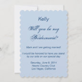 Carte de demoiselle d'honneur bleue de robe de mar (Dos)