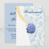Carte de demoiselle d'honneur bleue de robe de mar (Devant / Derrière)