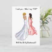 Carte de Demoiselle d'Honneur - Blonde-Brunette (Debout devant)