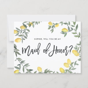 Carte de demoiselle d'honneur Couronne de citron a