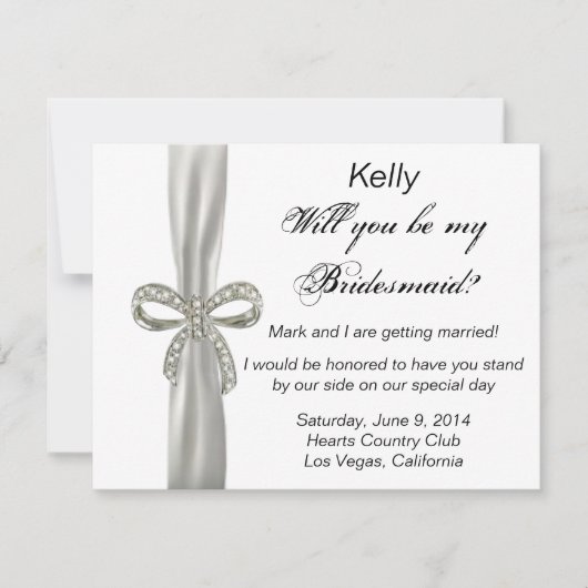 Carte de demoiselle d'honneur de mariage à arc en (Devant)